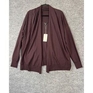 COS NWT Womens Cardigan Sz L Wool Open Front Cardigan Burgundy Plum Side Button
